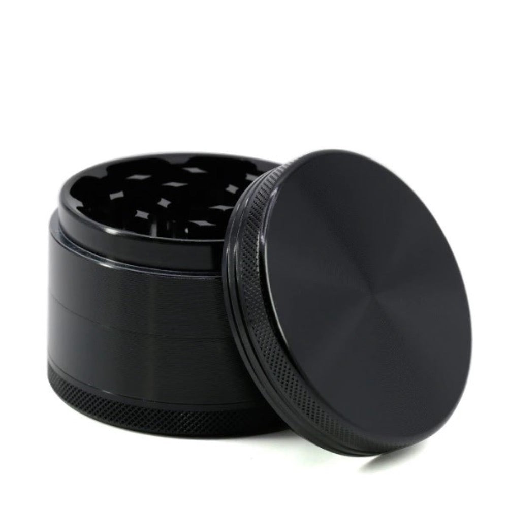 Aluminum Herb Grinder with Pollen Screen and Magnetic Lid | 63mm | Black