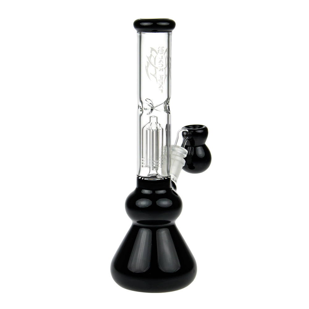 Black Leaf 4-arm Perc Bong with Ash Catcher | Black - Side View 5