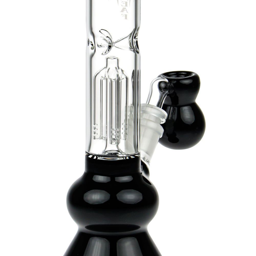 Black Leaf 4-arm Perc Bong with Ash Catcher | Black - Close Up Percolator