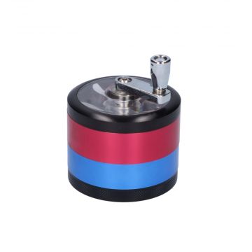 Crank Herb Grinder with Magnetic Window Lid |  62mm | Mixed Colors | Black/Red/Blue
