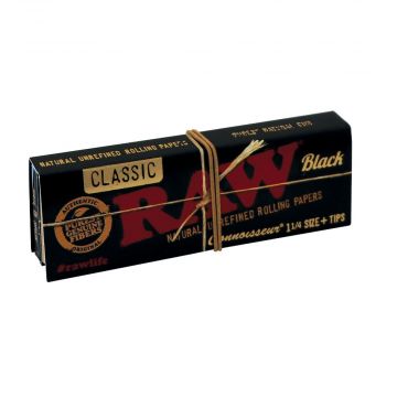 RAW Black Connoisseur 1¼ Rolling Papers with Filter Tips | Single Pack