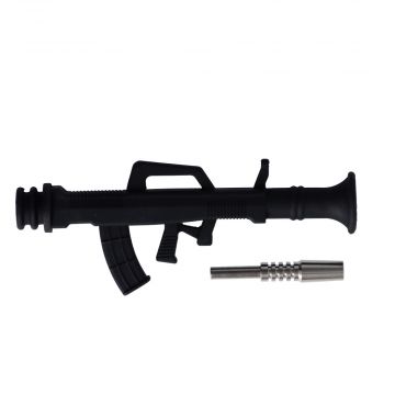 Silicone AK47 Nectar Collector | 14.5mm | Black - Disassembled